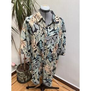 Tori Richard Cotton Lawn Aloha Hawaiian Shirt 3XT Big & Tall Leaf Print